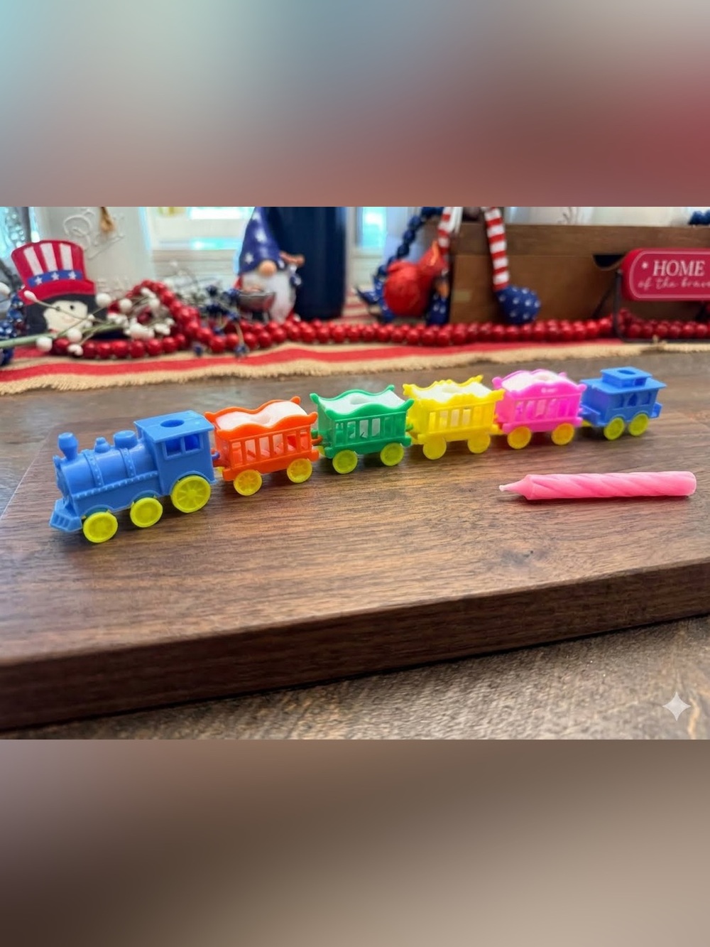🚂 VINTAGE 1970’s NEW Joy Birthday Circus Train Candle Holder Cake Topper 🚂